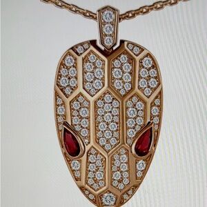 SOLD gold Diamond chain and snakehead pendant necklace with lab diamonds
